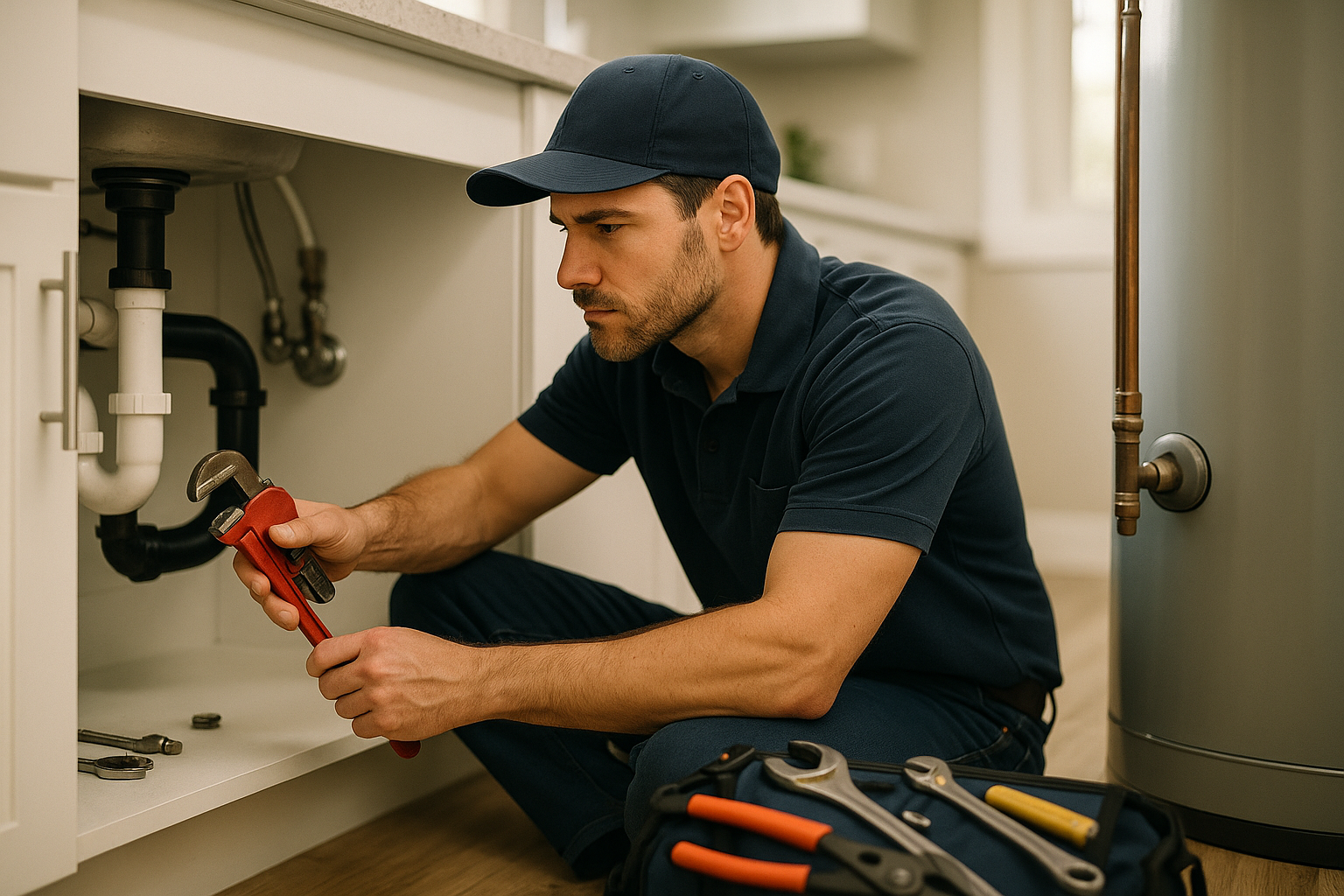 Editorial illustration depicting frisco plumbers