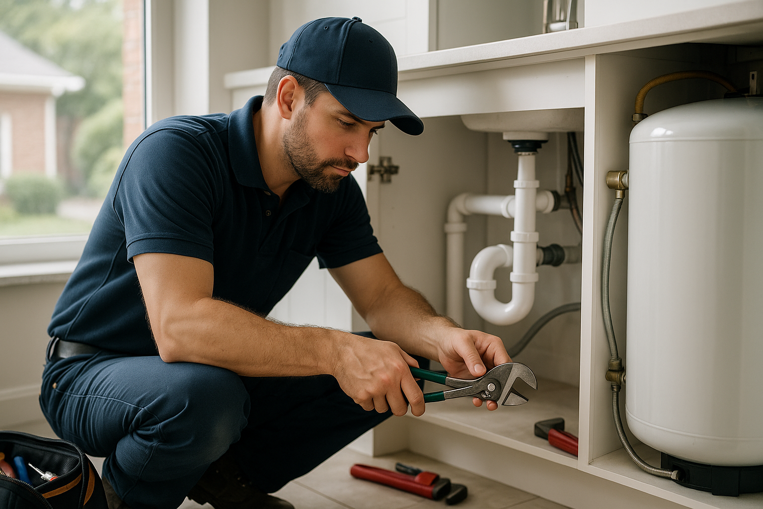 Editorial illustration depicting frisco plumbing
